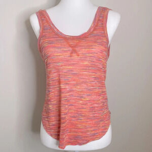 Free People WE THE FREE PINK MULTI PRINT LOW BACK TANK TOP ATHLEISURE YO…